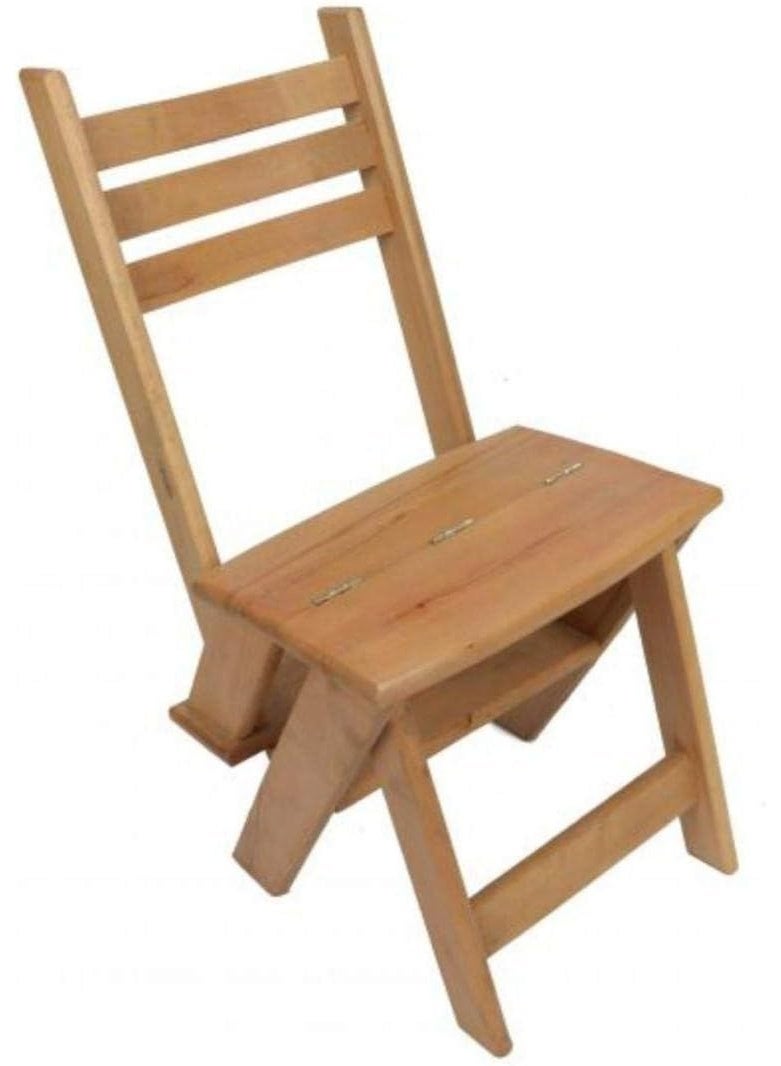 Beech Wood Folding Chair and Ladder 2‑in‑1 Compact Wooden Step Stool Chair for Kitchen Rooms Campuses Stair Reach Lightweight Durable Multipurpose Household Tool - Image 3